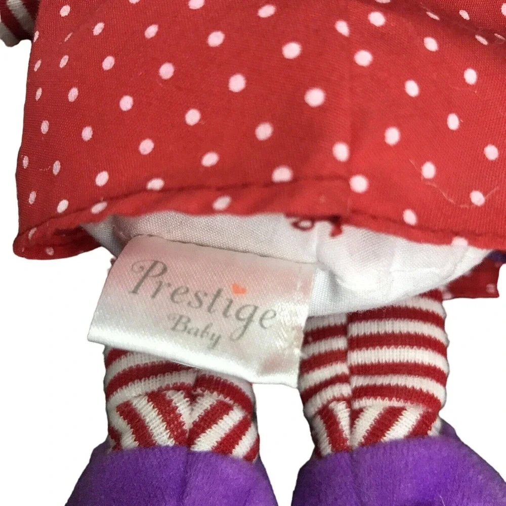 Prestige Baby Lovie Blonde Red Polka Dot Dress Squeak Strawberry Heart Teether
